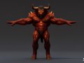 Fire Minotaur T-Pose Model 3D