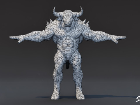 불 미노타우로스 T-포즈 3D 모델