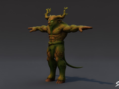 Pose T Minotaur Hutan Model 3D