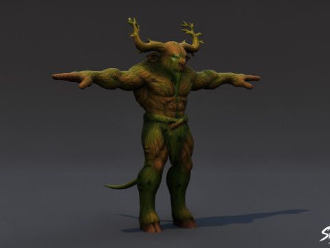 Pose T Minotaur Hutan Model 3D