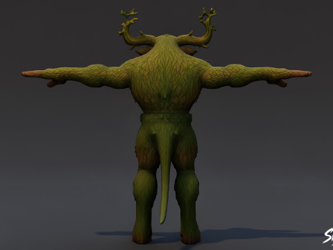 Pose T Minotaur Hutan Model 3D