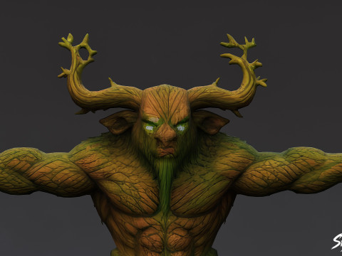 Pose T Minotaur Hutan Model 3D