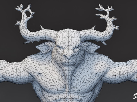 Pose T Minotaur Hutan Model 3D