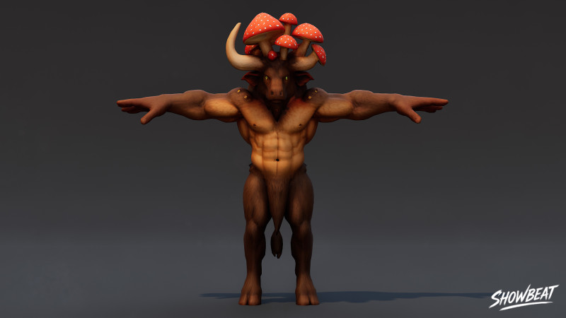 Т-поза грибного минотавра 3D Модель .c4d .max .obj .3ds .fbx .stl .blend