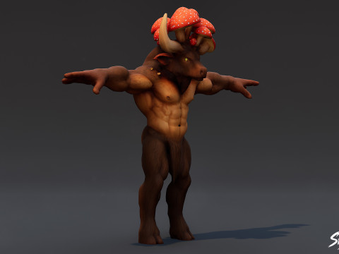Т-поза грибного минотавра 3D Модель