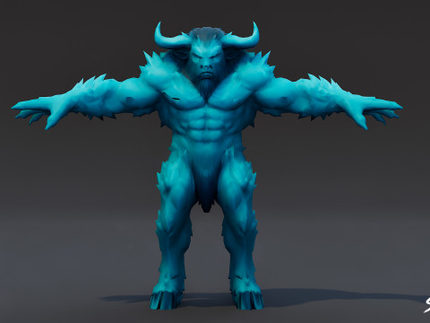 Postura em T do Minotauro de Gelo Modelo 3D