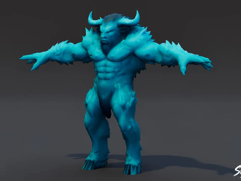 Ice Minotaur T-Pose 3D Model