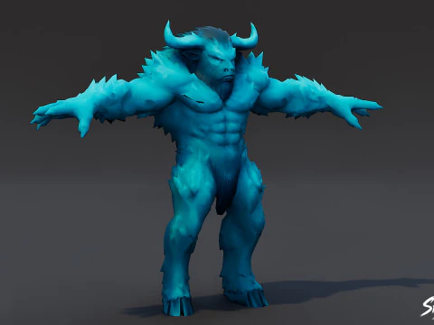 Ice Minotaur T-Pose 3D Model