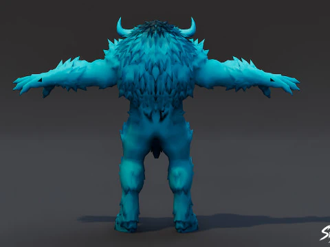 Ice Minotaur T-Pose 3D Model