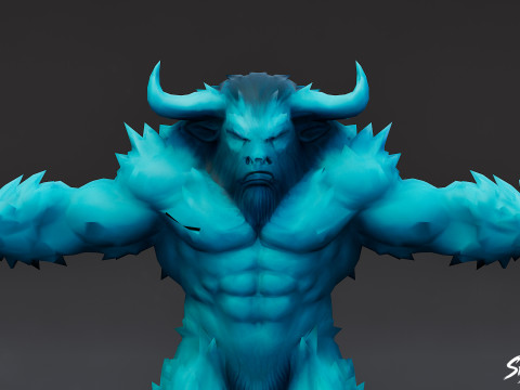 Pose en T du minotaure de glace Modèle 3D