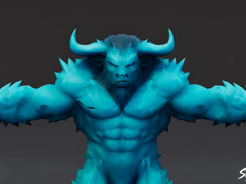 Ice Minotaur T-Pose 3D Model