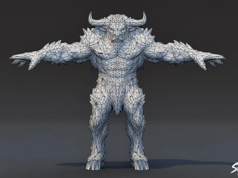 Ice Minotaur T-Pose 3D Model
