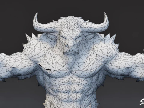 Ice Minotaur T-Pose 3D Model