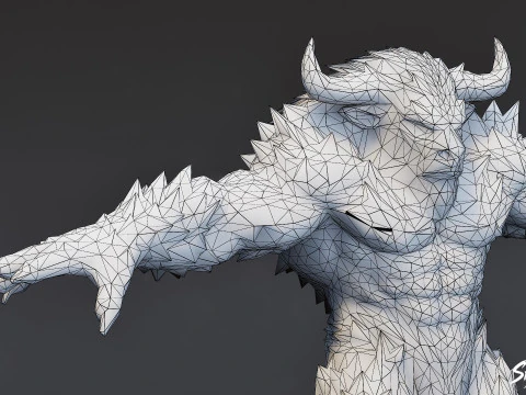 Ice Minotaur T-Pose 3D Model