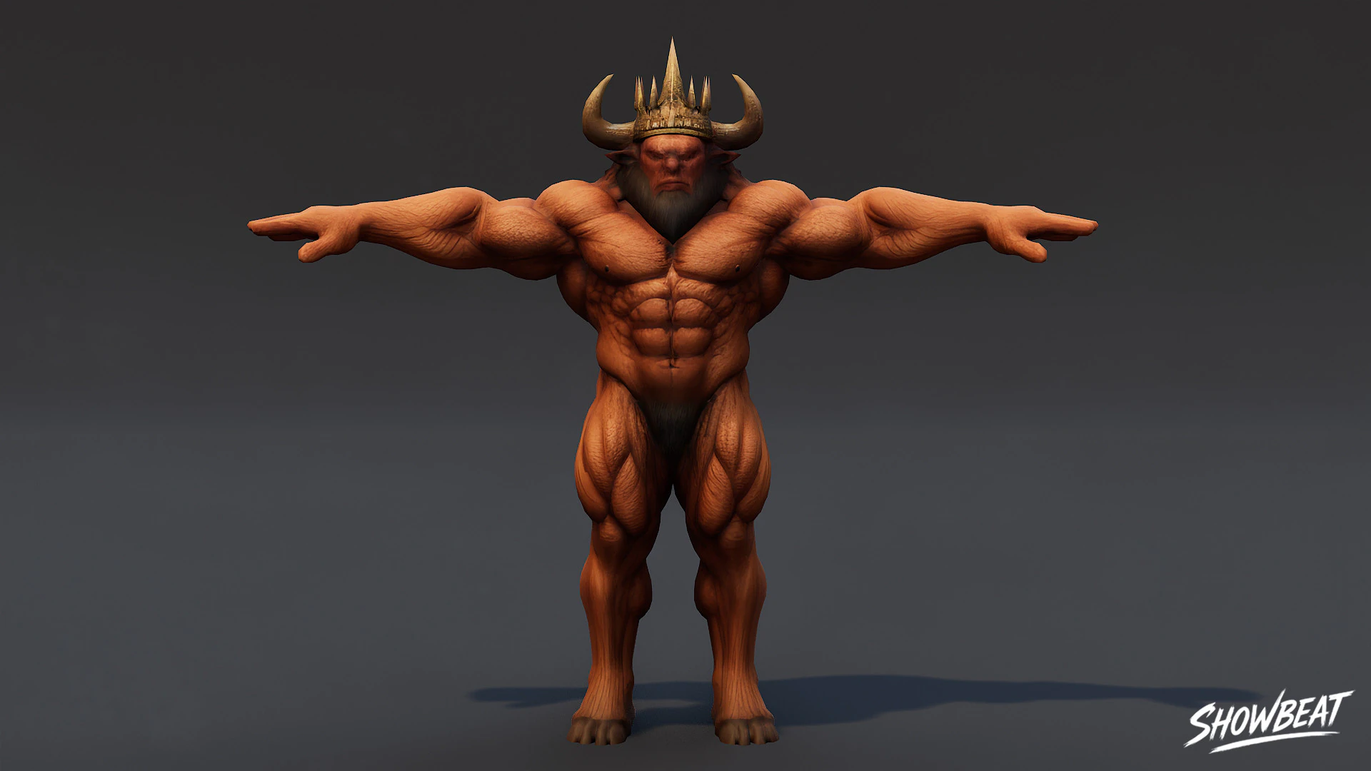 King Minotaur T-Pose 3D Model .c4d .max .obj .3ds .fbx .stl .blend 