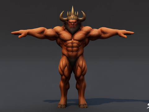 Pose del Rey Minotauro en T Modelo 3D