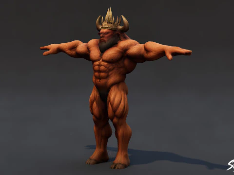 King Minotaur T-Pose 3D Model