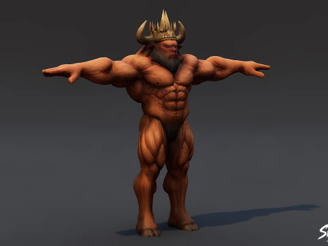King Minotaur T-Pose 3D Model