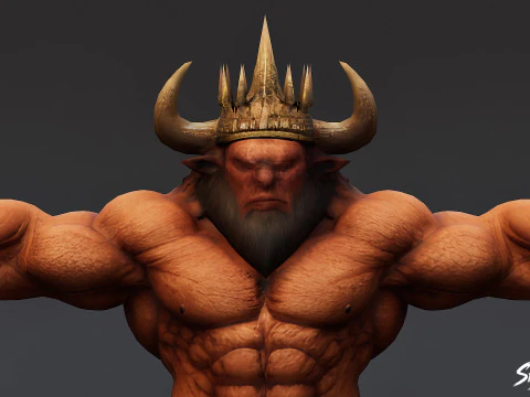 King Minotaur T-Pose 3D Model