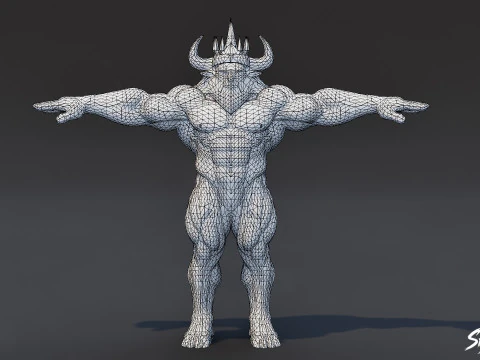 King Minotaur T-Pose 3D Model