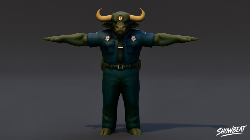 Полицейский Минотавр Т-поза 3D Модель .c4d .max .obj .3ds .fbx .stl .blend