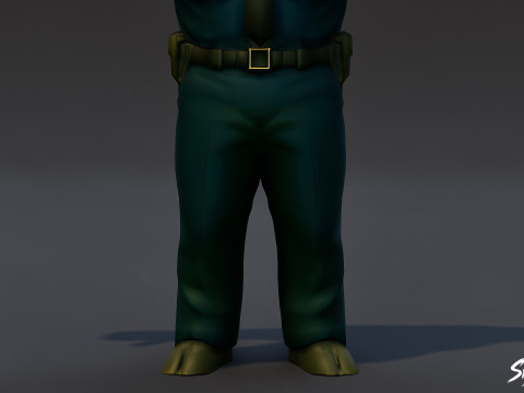 Полицейский Минотавр Т-поза 3D Модель