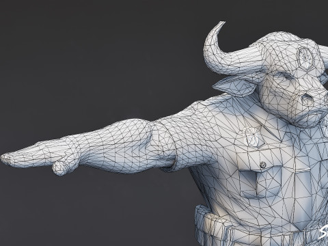 Полицейский Минотавр Т-поза 3D Модель