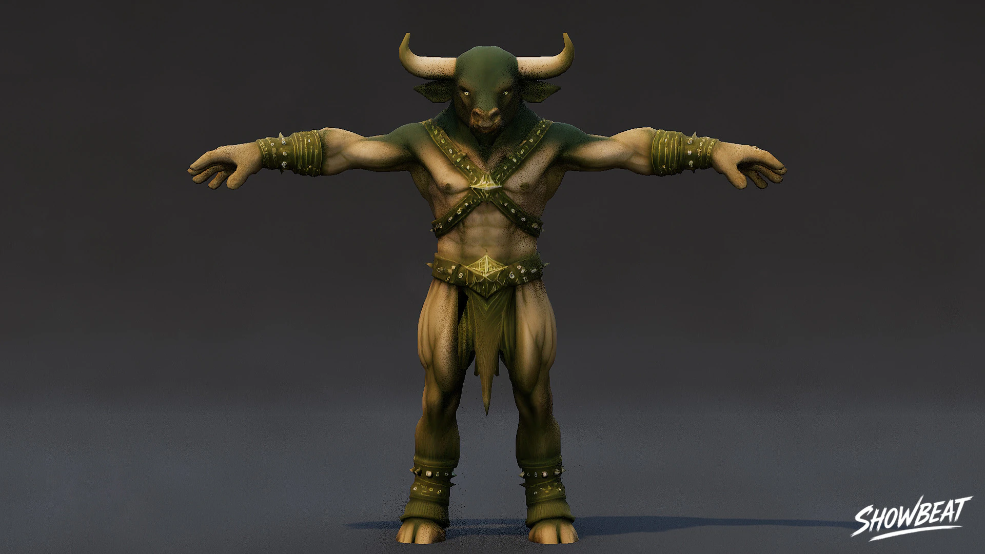 Thin Minotaur T-Pose 3D Model .c4d .max .obj .3ds .fbx .stl .blend 