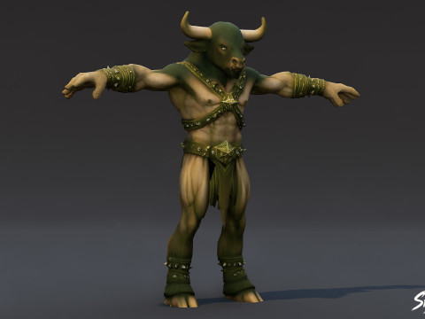 Pose en T du minotaure mince Modèle 3D