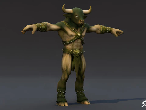 Thin Minotaur T-Pose 3D Model
