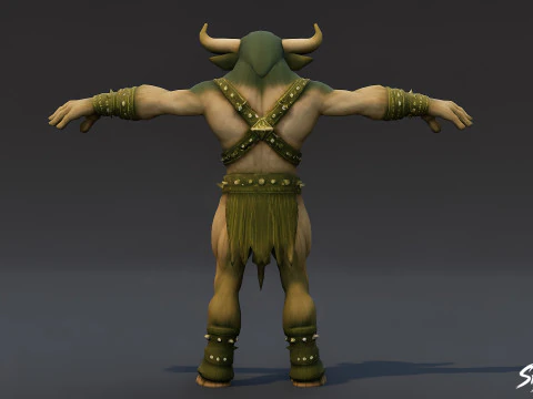Thin Minotaur T-Pose 3D Model