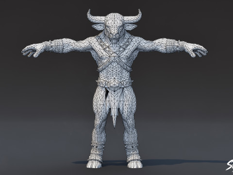 Pose en T du minotaure mince Modèle 3D