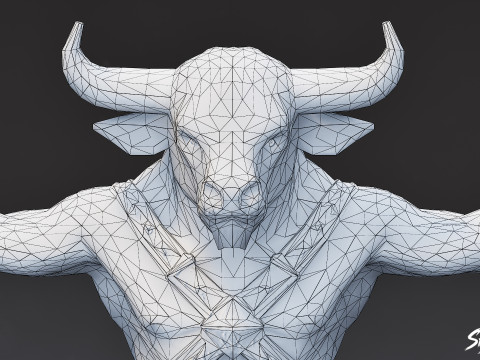 Pose en T du minotaure mince Modèle 3D