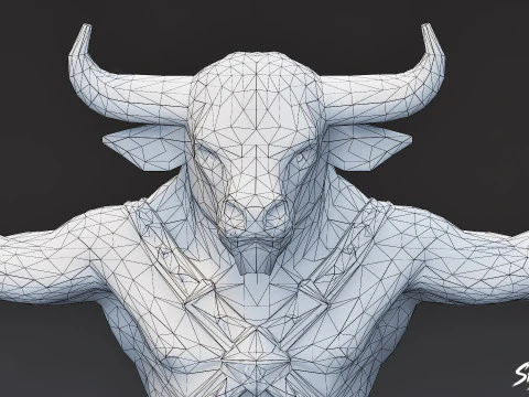 Thin Minotaur T-Pose 3D Model