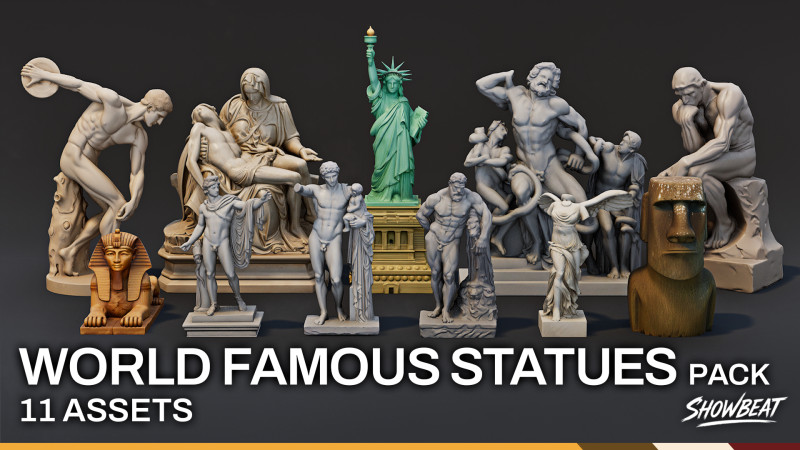 World Famous Statues Pack 3D Model .c4d .max .obj .3ds .fbx .stl .blend
