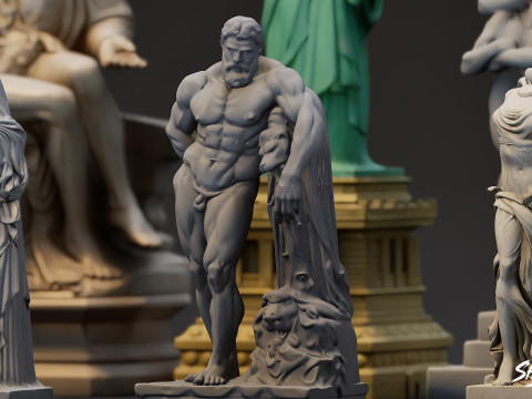 World Famous Statues Pack 3D Model