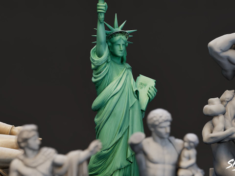 World Famous Statues Pack 3D Model