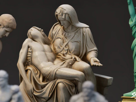World Famous Statues Pack 3D Model