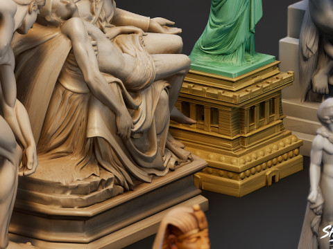World Famous Statues Pack 3D Model