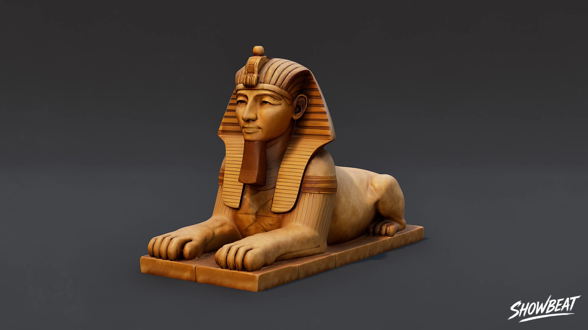 Egyptian Pharaoh Sphinx Statue 3D Model .c4d .max .obj .3ds .fbx .stl .blend 