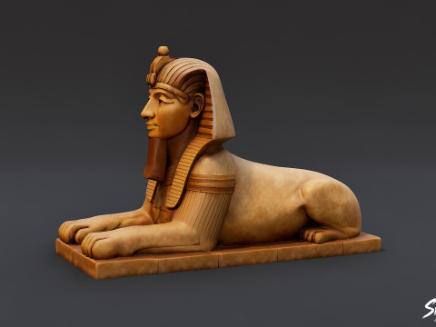 Mısır Firavunu Sfenks Heykeli 3D Model