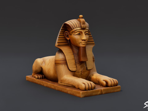 Mısır Firavunu Sfenks Heykeli 3D Model