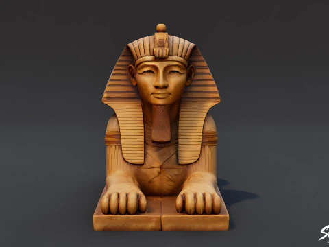 Egyptian Pharaoh Sphinx Statue 3D Model