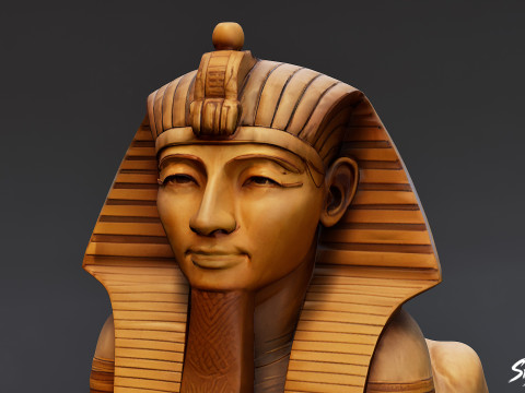Mısır Firavunu Sfenks Heykeli 3D Model