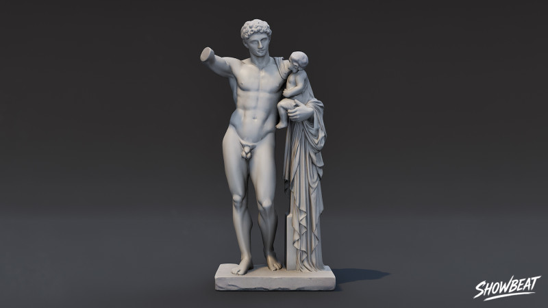 Ancient Greek Sculpture Male with Infant 3D Model .c4d .max .obj .3ds .fbx .stl .blend 
