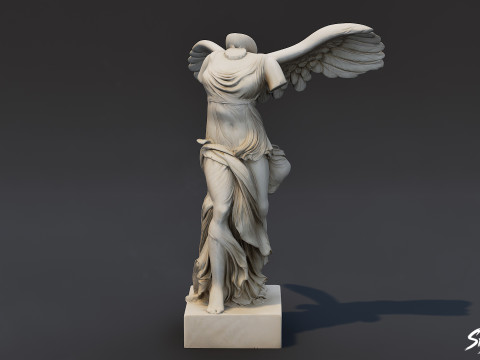 希腊化有翼胜利大理石雕像 3D 模型