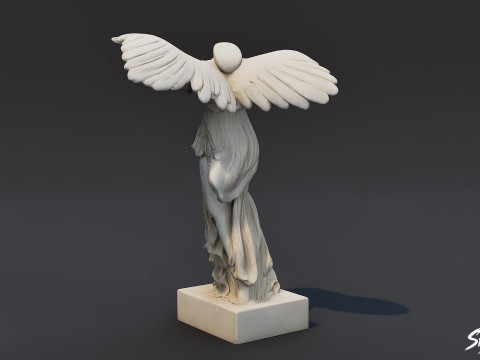 希腊化有翼胜利大理石雕像 3D 模型