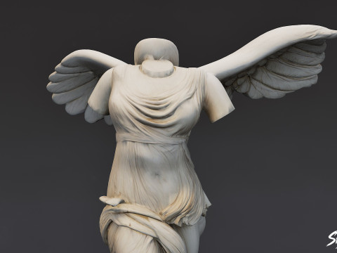 希腊化有翼胜利大理石雕像 3D 模型