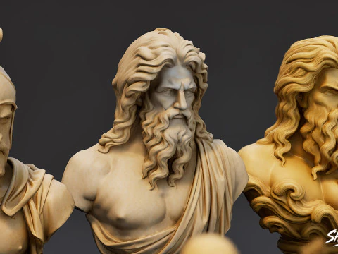 Olympian Gods Busts Pack 3D Model