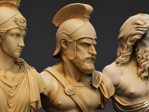 オリンピアンの神々胸像パック 3Dモデル